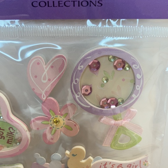 Mark Richards Scrapbook Stickers Card Making Baby Girl Rattle Bottle Crafts - Picture 10 of 13